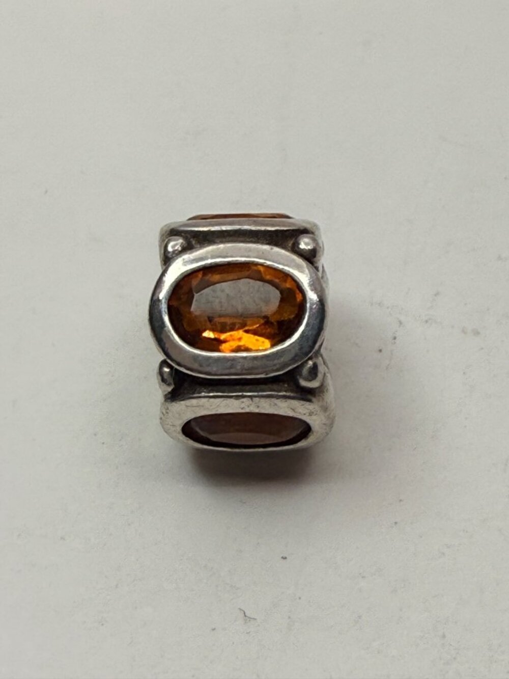 Chamilia Sterling Silver Amber Oval Crystal Lights Style Charm Retired